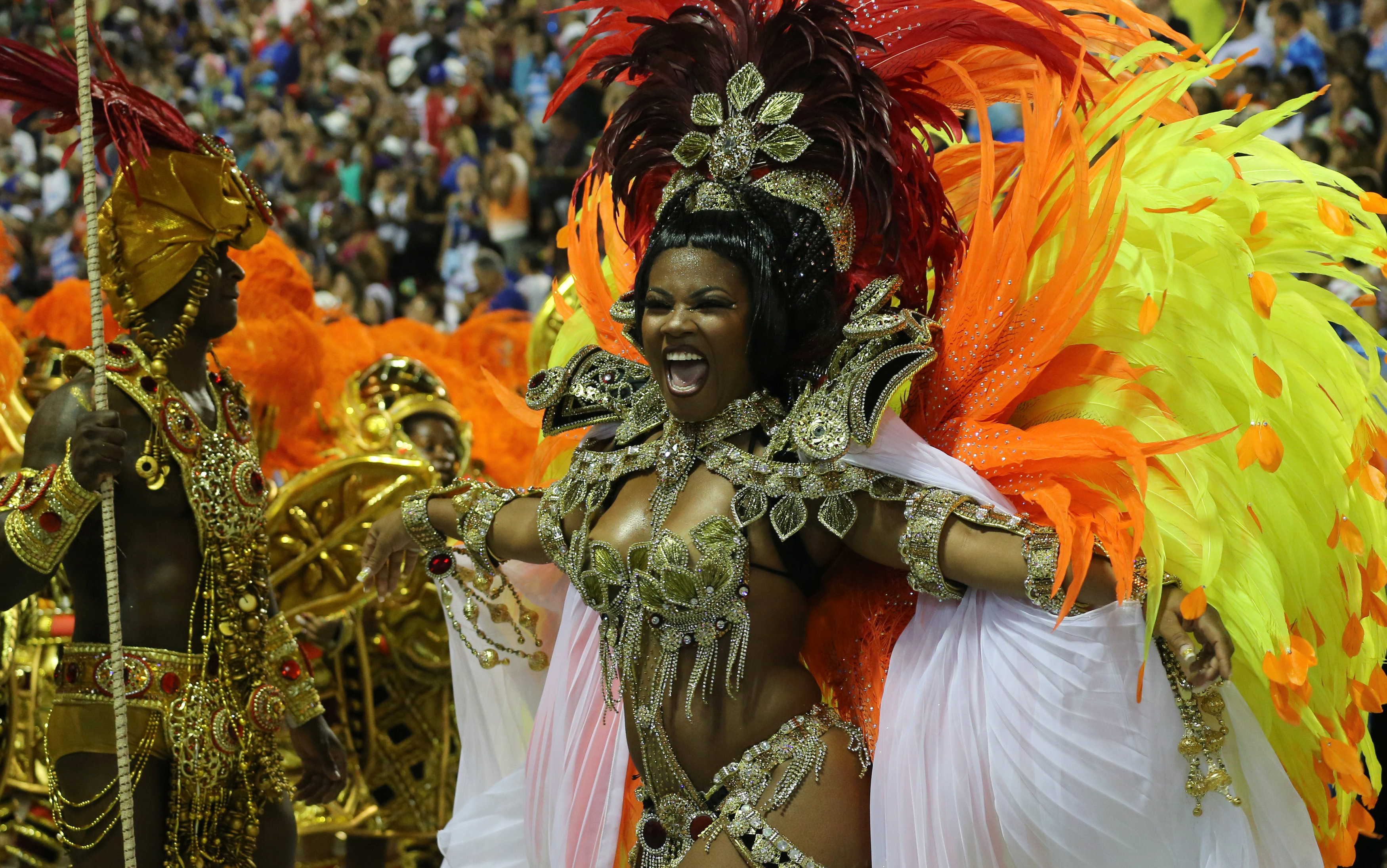 A reveller from Salgueiro performs during the second night of the Carnival ...